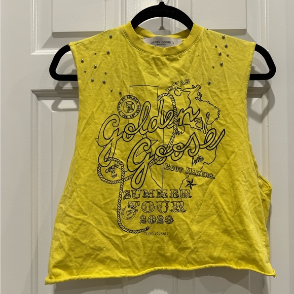 Golden Goose Tops - Golden Goose Yellow Logo Tour Graphic Tank ALTERED